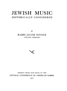 Jewish Music Historically Considered