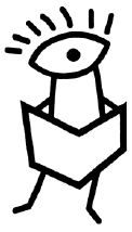cartoon image of a one-eyed monster reading a book